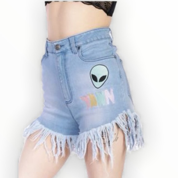 Disturbia Yawn High Waisted Frayed Shorts - Picture 1 of 9